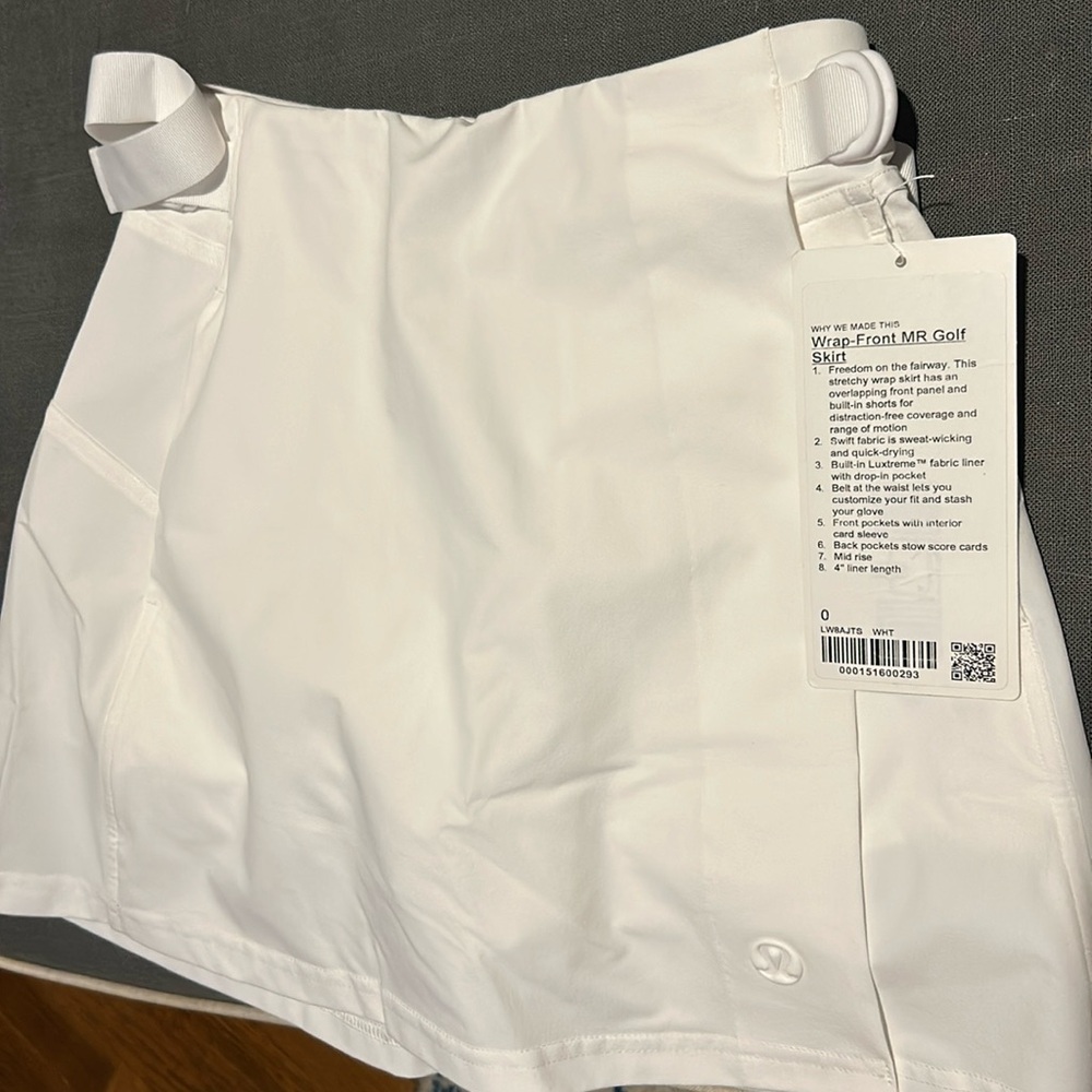 Lululemon wrap front MR golf skirt size 0 NWT